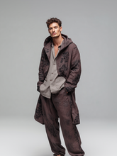 Men's hooded linen print suit